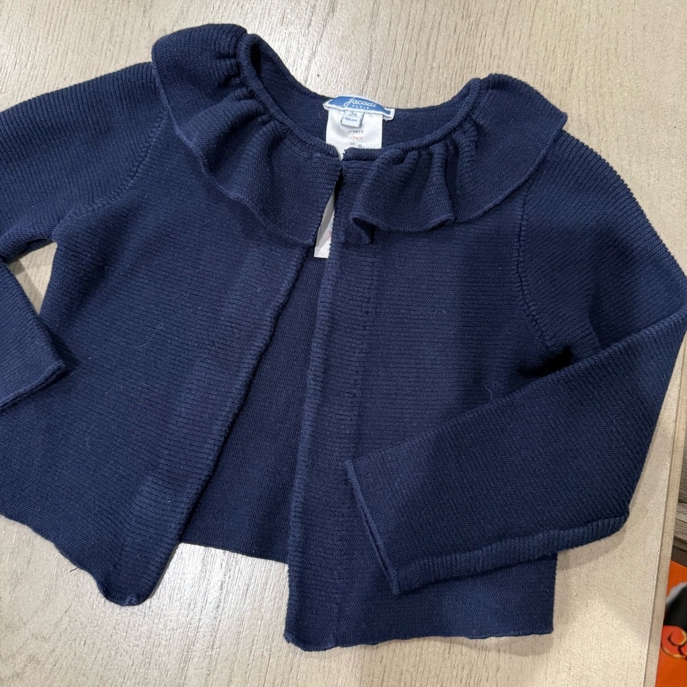 Jacadi Paris Girls Ruffle Knit Cardigan – Size 3A - Picture 1 of 2